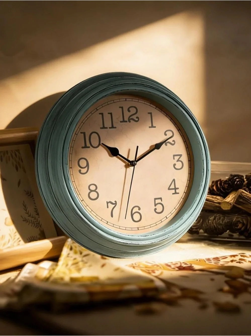 12” Retro-Style Analog Wall Clock in Teal